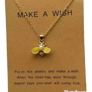 Make a Wish Pearl Bee necklace & card queen bee bumblebee 🐝 Y2K